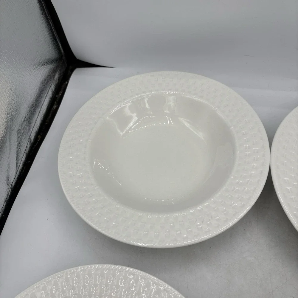 Oneida Bowls Casual Settings Basket Weave Soup Pasta Stoneware 9